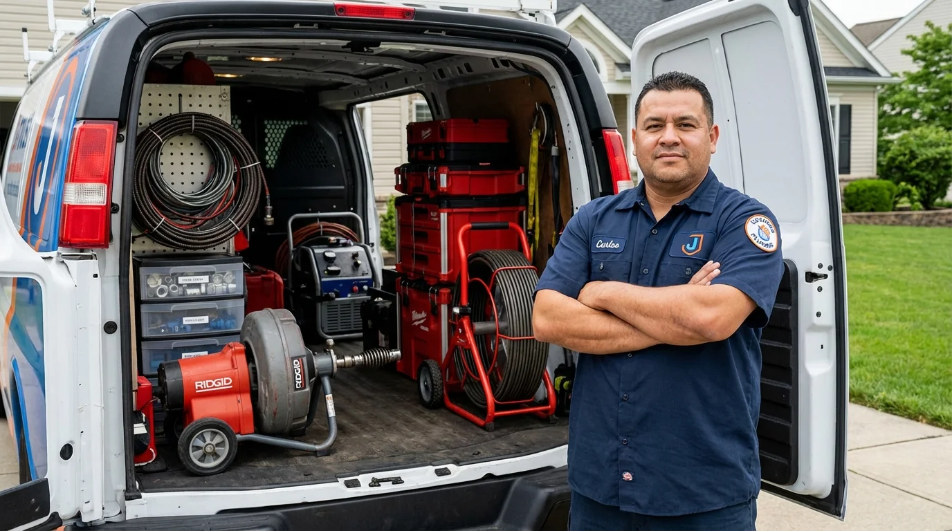 Professional drain cleaning equipment and Johns Plumbing LLC plumber in Prosper
