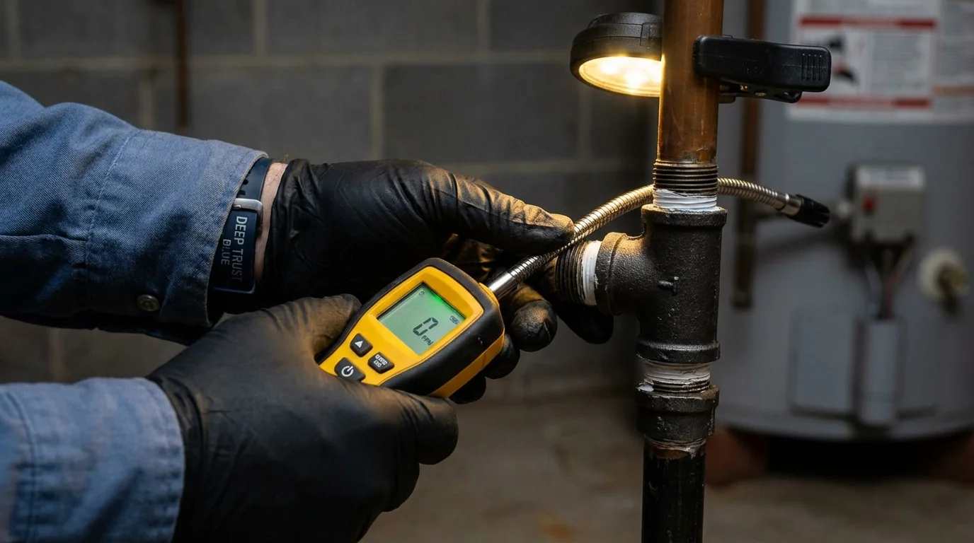 Gas leak detection with electronic sniffer by Johns Plumbing LLC in Prosper