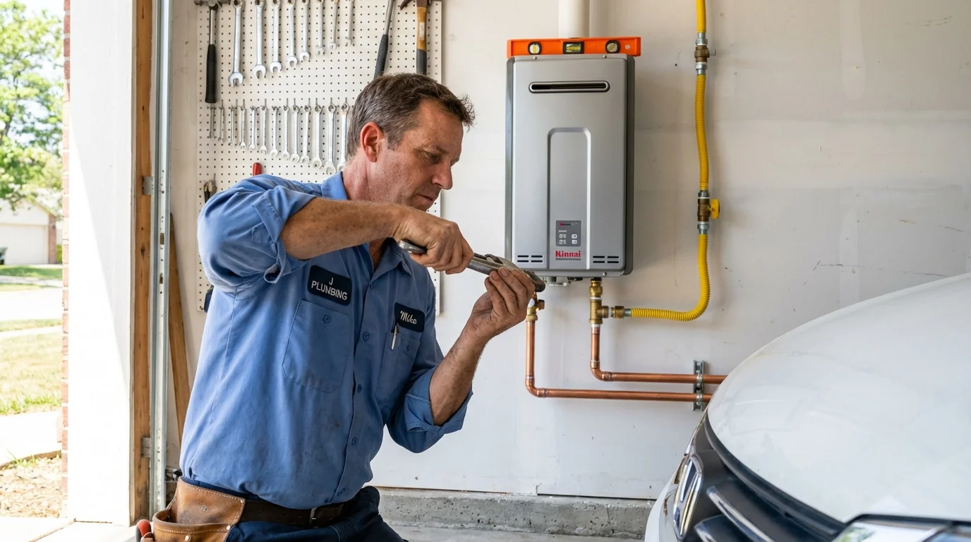 Tankless water heater installation by a Johns Plumbing LLC plumber in Prosper